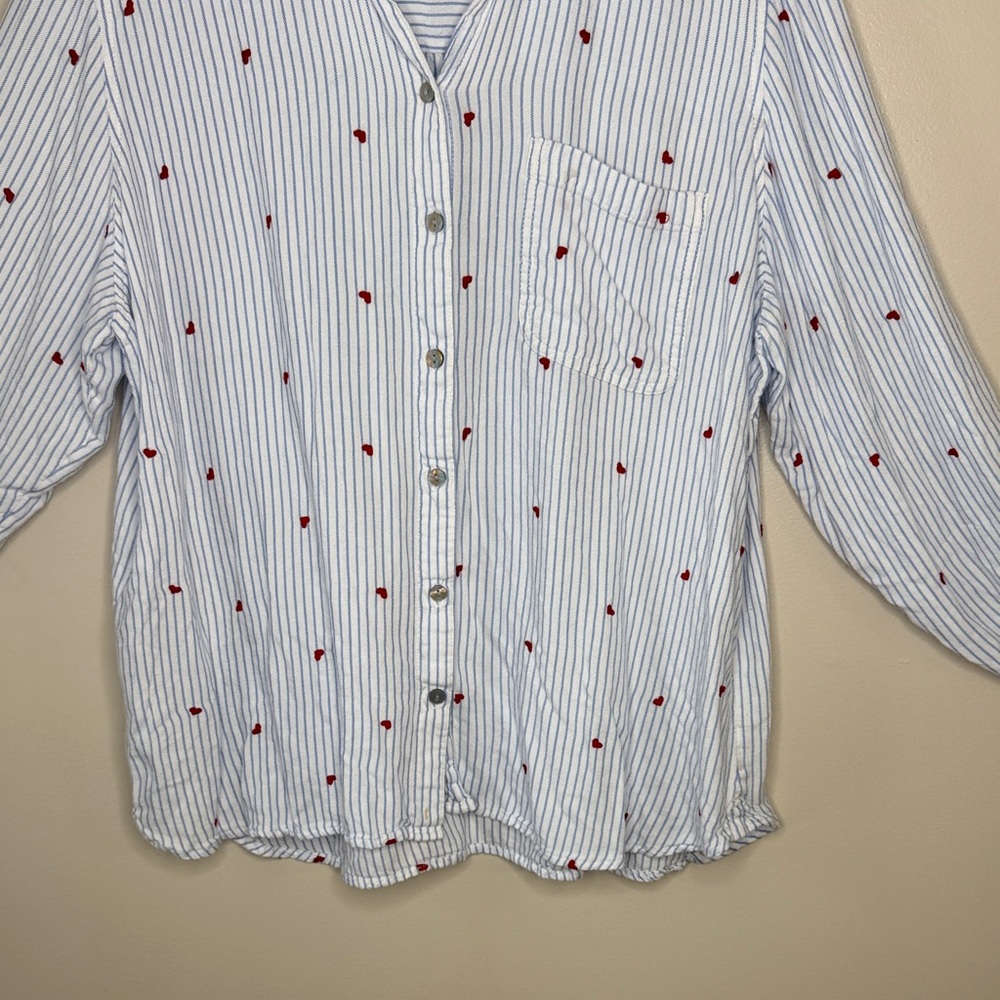 Time and Tru Heart Button Down Shirt Size XXL - Picture 4 of 8